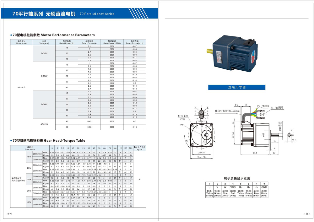 Dimensions of Brushless DC Motor